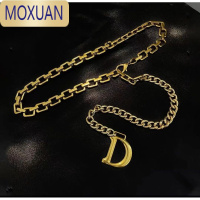 MOXUAN大洪洪同款推荐VEE同款金属小香风腰链字母D链连衣裙复古铜条腰带