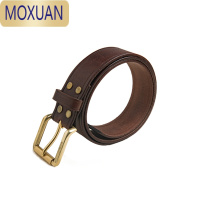 MOXUAN工装 复古头层植鞣腰带黄铜单针快脱扣头硬汉裤带男