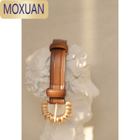 MOXUANBluebluesSky法式牛角包腰带 头层复古百搭大衣童趣皮带