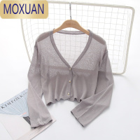MOXUAN夏季新款百搭外搭冰丝针织防晒开衫薄款外套女短款披肩上衣空调衫