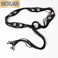 MOXUAN复古圆扣编织宽腰带女配裙子简约百搭装饰连衣裙流苏绳子腰链配饰