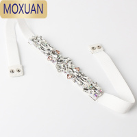 MOXUAN镶钻水晶腰带女细配裙子百搭连衣裙装饰腰封白色松紧弹力毛衣配饰