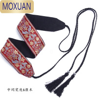 MOXUAN文艺复古森女民族风简约汉服装饰流苏刺绣绣花腰封宽腰带女连衣裙