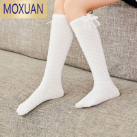 MOXUAN儿童蝴蝶结长筒袜四季薄款棉潮短袜高筒女童中筒过膝盖夏季长袜子