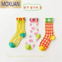 MOXUAN女童袜子夏天网眼冰丝袜儿童宝宝夏季薄款短袜小女孩韩国中筒潮袜