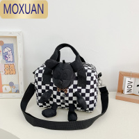 MOXUAN儿童包包2022新款大容量潮童格子帆布包男孩斜挎包卡通女童单肩包