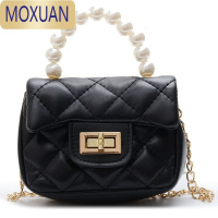 MOXUAN珍珠手提包儿童包包小女孩公主女童斜挎包时尚卡通潮可爱链条配饰