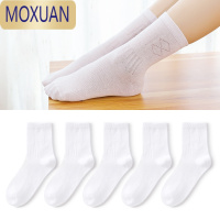 MOXUAN袜儿童袜子春秋薄款男童女童白袜短袜白色学生中筒网眼