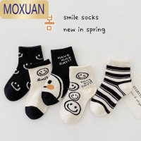 MOXUAN儿童袜子春夏薄款网眼袜宝宝小童春秋短袜男童女童黑白笑脸袜