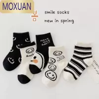 MOXUAN儿童袜子春夏薄款网眼袜宝宝小童春秋短袜男童女童黑白笑脸袜