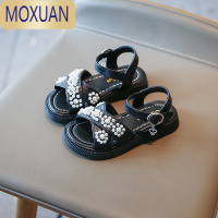 MOXUAN2022夏季新款女童水钻凉鞋女宝宝珍珠公主鞋软底儿童露趾沙滩鞋子