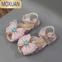 MOXUAN新款爱莎公主凉鞋2022夏季时尚女童宝宝软底鞋儿童平底水晶钻童鞋