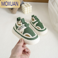 MOXUAN帆布鞋女童板鞋2022春秋季新款儿童一脚蹬魔术贴中小童男凉鞋软底