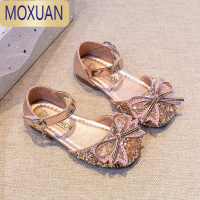 MOXUAN女童鞋2022春季新款凉鞋花童水晶鞋夏儿童宝宝水钻蝴蝶结公主鞋子