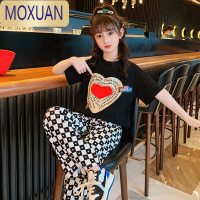 MOXUAN女童短袖t恤夏装2022新款洋气儿童装半袖中大童夏季宽松上衣T恤