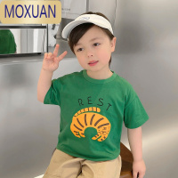 MOXUAN男童印花短袖T恤夏季夏款婴儿童装宝宝小童洋气薄款上衣潮牌