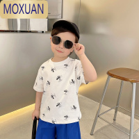 MOXUAN男童满印短袖T恤夏季夏款婴儿童装宝宝小童洋气薄上衣潮