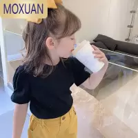 MOXUAN童装2022新款女童夏装短袖T恤洋气泡泡袖打底上衣网红衣服韩版潮