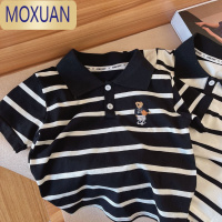 MOXUAN男童短袖T恤翻领2022夏季儿童条纹POLO衫男宝宝帅气菠萝衫潮