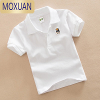 MOXUAN儿童白色T恤男童夏装女童红色打底衫翻领上衣宝宝短袖班服