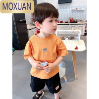 MOXUAN精梳棉~软糯舒适男童简约洋气印花短袖T恤2022夏季中小童宝宝上衣