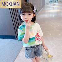 MOXUAN女童T恤短袖洋气夏装2022新款夏t女宝宝韩版汗衫女孩体恤上衣