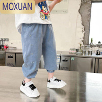 MOXUAN男童裤子儿童防蚊裤夏季童装薄款牛仔裤休闲宽松夏装九分男孩长裤