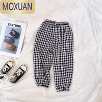 MOXUAN优品格子布 儿童防蚊裤2022夏季百搭灯笼裤子男女童外穿防晒长裤