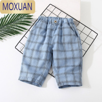 MOXUAN男童格子中裤2022夏季新款儿童休闲中裤子宝宝七分裤潮童