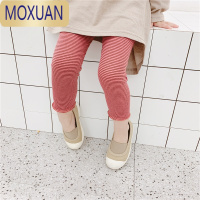 MOXUAN女童条纹打底裤紧身裤高腰裤春夏新款修身裤子儿童宝宝长裤