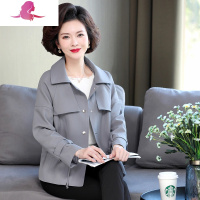 艳如飞妈妈春装外套早春新款中年女装短款洋气上衣时尚中老年春秋风衣薄风衣