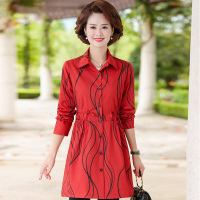 艳如飞妈妈风衣女中长款春装外套新款洋气40岁50中年中老年女装上衣套装风衣