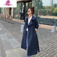 艳如飞春秋新款长款风衣女过膝气质英伦风卡其色大衣女中长款赫本风外套风衣