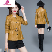 艳如飞春装新款高端大气风衣短款韩版显瘦中年女装小个子皮衣夹克外套风衣