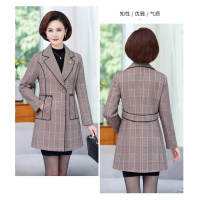 艳如飞OL风格风衣外套女中长款千鸟格中老年女装大码妈妈装格子上衣秋新风衣