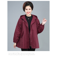 艳如飞中老年女装春秋装风衣外套加肥胖妈妈上衣大码200-体奶奶风衣