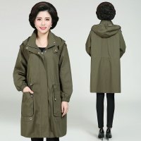 艳如飞200斤胖妈妈春装外套中长款洋气加肥加大码宽松中老年春秋风衣女风衣