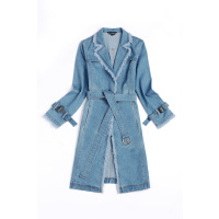 艳如飞古力娜扎明星同款秋冬新款女装2020韩版休闲中长款牛仔风衣外套潮风衣