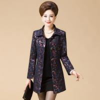 艳如飞中老年女式风衣时尚妈妈装春秋装中长款修身外套大码女装上衣女新风衣