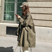 艳如飞风衣女中长款秋季2020新款韩版复古休闲军绿色春秋装宽松工装外套风衣