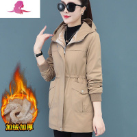 艳如飞四十岁风衣35-39周岁中老年妈妈冬装外套中长款加绒加厚棉服袄风衣