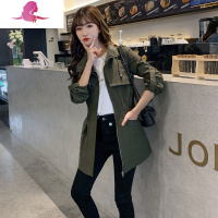 艳如飞女士短外套女2020新款秋冬百搭军绿色工装休闲收腰小个子短款风衣风衣