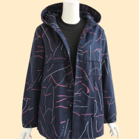 艳如飞中老年女装风衣妈妈装春装新款棉外套休闲夹克外套加肥加大上衣风衣