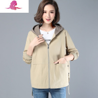 艳如飞时尚中老年棉短外套女夹克春装新款棉中年妈妈春秋上衣短风衣风衣