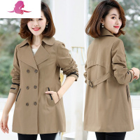 艳如飞春秋装胖妈妈装加肥加大棉布中款风衣外套中年人妇女矮个子上衣风衣
