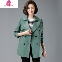 艳如飞春款外套女2020年新款宽松中年妈妈装大码矮小个子英伦风短款风衣风衣