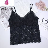 艳如飞欧货蕾丝吊带背心女一体胸垫聚拢内衣内搭蕾丝打底衫性感美背裹胸蕾丝衫