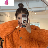 艳如飞大码胖mm春装韩版慵懒风麻花毛衣女宽松外穿加厚百搭针织开衫外套大码女装