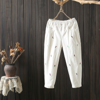 艳如飞特大码韩版刺绣牛仔裤胖妹妹网红同款大码女装百搭显瘦哈伦裤女潮大码女装