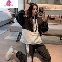 艳如飞新款大码女装胖妹妹mm减龄显瘦运动套装女春秋季休闲两件套洋气潮大码女装
